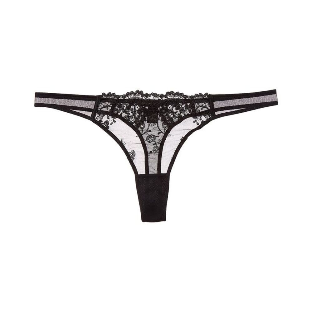 Kiki De Montparnasse Womens Juliette Silk-Trim Thong, Black